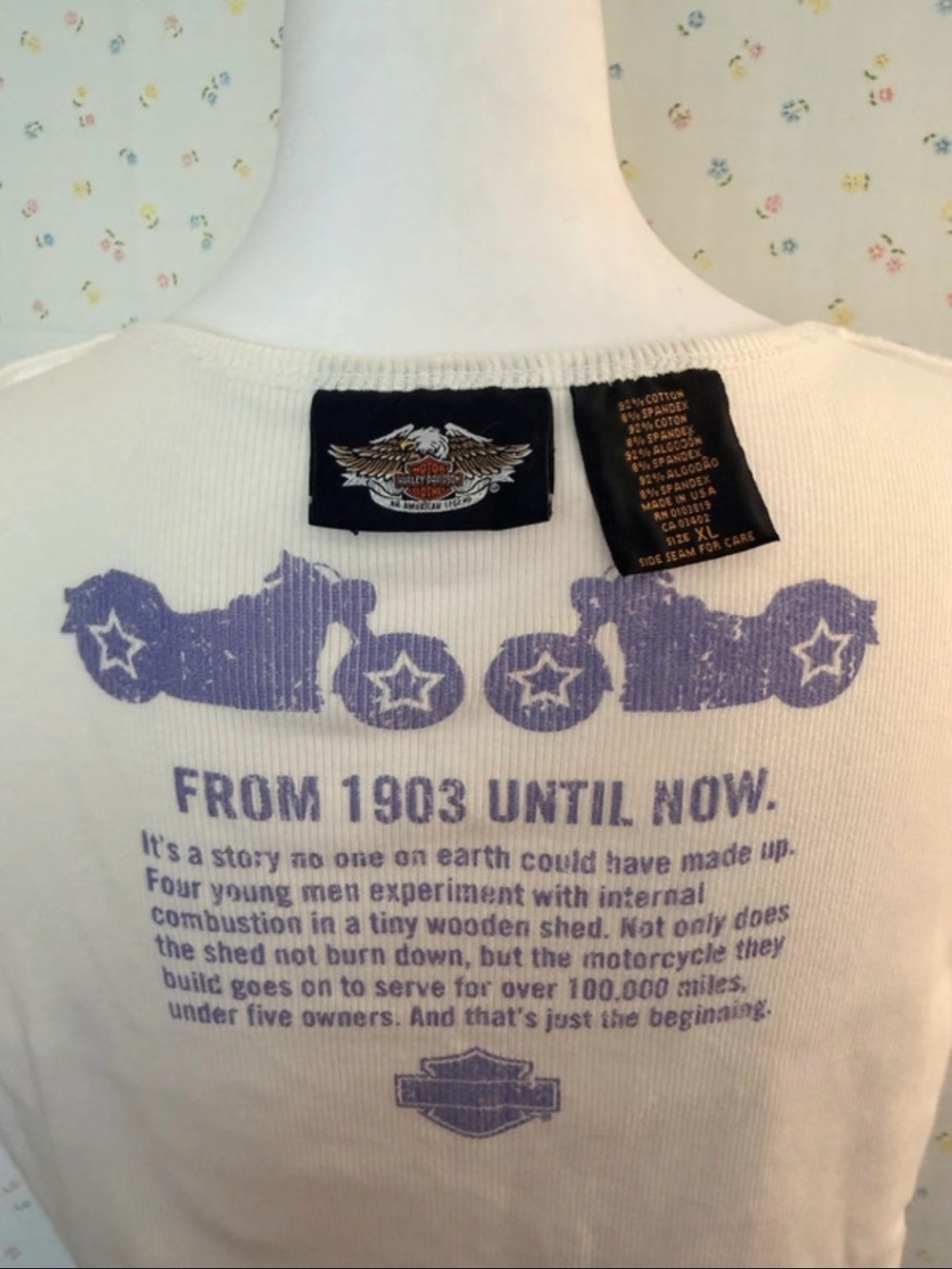 Harley-Davidson Cream & Lavender 'American Legend' Studded Tank. Bling ur Ride! - Picture 3 of 8